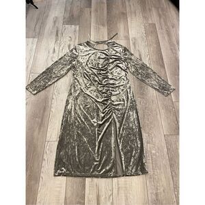 Future Collective faux crushed velvet, silver/gray long maxi dress size 2X